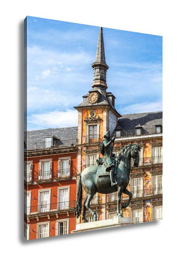 Gallery Wrapped Canvas, Statue Of Philip Iii At Mayor Plaza In Madrid