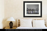 Framed Print, View Of Chicago Skyline Over Lake Michigan At Night