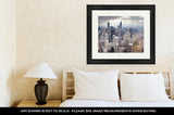 Framed Print, Chicago Skyline On Stormy Winters Day In Illinois USA