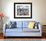 Framed Print, Chicago Skyline On Stormy Winters Day In Illinois USA