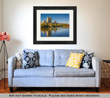 Framed Print, Central Park Reservoir Fall Foliage And Upper West Side Manhattan