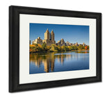 Framed Print, Central Park Reservoir Fall Foliage And Upper West Side Manhattan