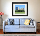 Framed Print, Central Park And Manhattan Skyline At Spring Time New York City