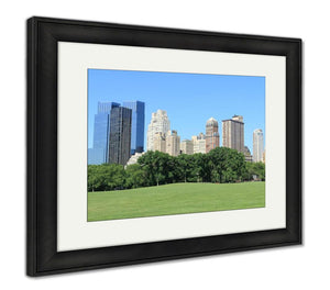 Framed Print, Central Park And Manhattan Skyline At Spring Time New York City