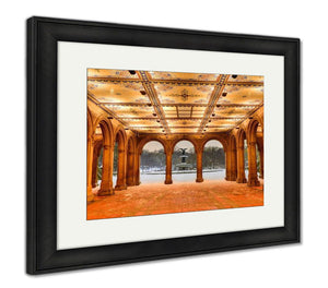 Framed Print, Bethesdterrace At Night Central Park