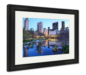 Framed Print, Central Park South Skyline From Central Park Lake New York City