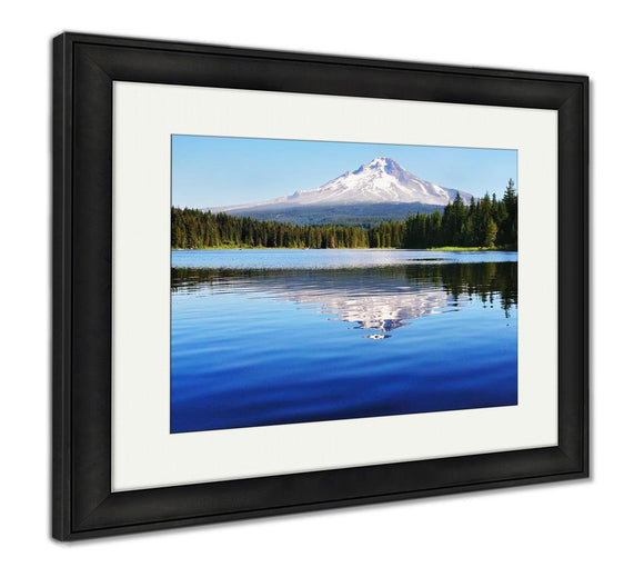 Framed Print, Central Park Mount Hood Reflection In Trillium Lake