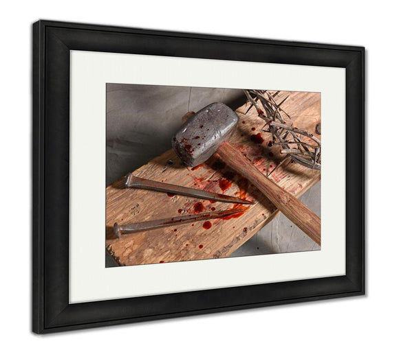 Framed Print, Old Faithful Christian Symbols Of Crucifixion Of Jesus