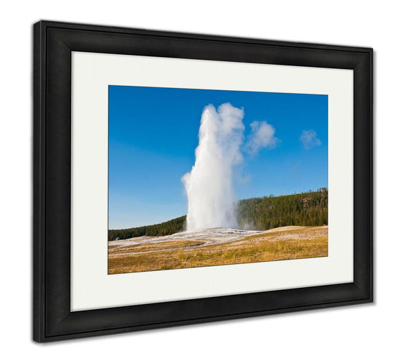 Framed Print, Eruption Of Old Faithful Geyser At Yellowstone National Park