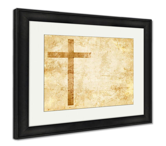 Framed Print, Old Faithful Cross On Parchment