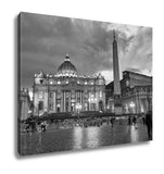 Gallery Wrapped Canvas, Colosseum Rome Vatican Place Saint Peter Cathedral Black White