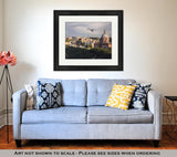 Framed Print, View Historical Center Rome Colosseum On Sunny Spring Day Flying