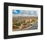 Framed Print, Cloud Gate View To Damascus Gate And Old Jerusalem City