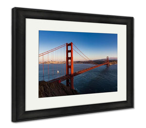 Framed Print, Golden Gate Bridge At Sunset From Battery Spencer Viewpoint