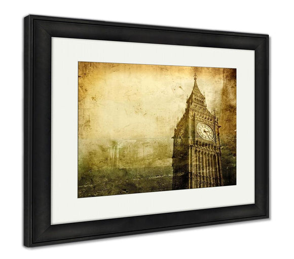 Framed Print, Big Ben Vintage