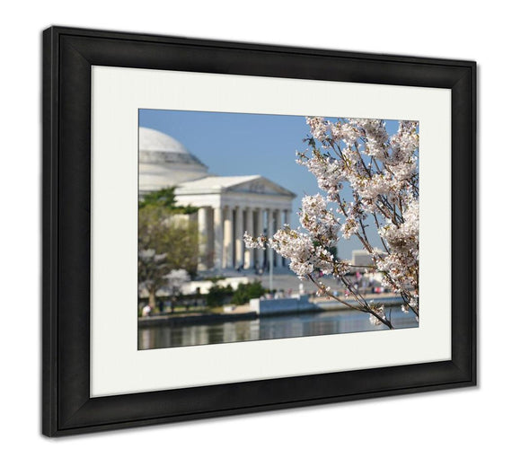 Framed Print, Spring Washington Dc Cherry Blossom Festival Jefferson Memorial