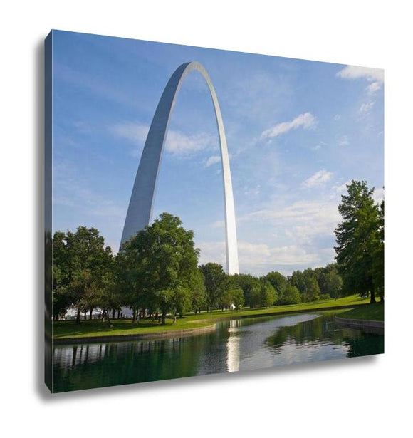 Gallery Wrapped Canvas, Jefferson Memorial St Louis Arch And Reflection