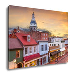 Gallery Wrapped Canvas, Capitol Building Annapolis Maryland Usdowntown View Over Main