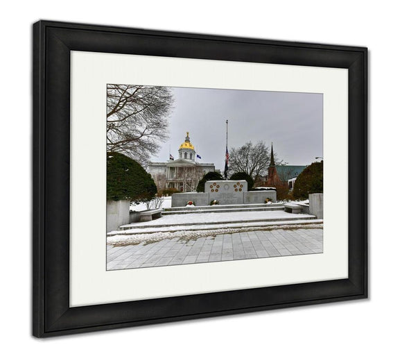 Framed Print, Capitol Building Concord New Hampshire War Memorial