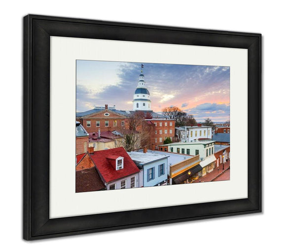 Framed Print, Capitol Building Annapolis Maryland Usskyline And State House