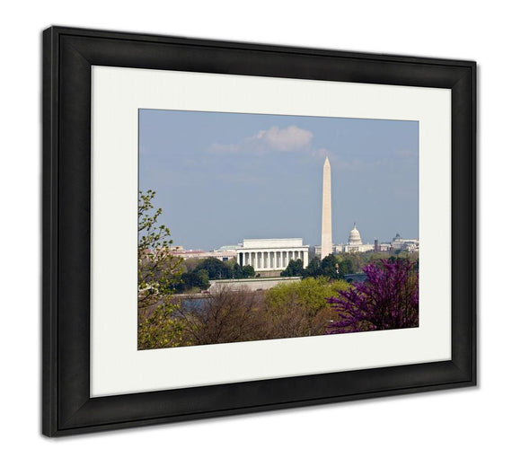 Framed Print, Capitol Building Washington Dc Skyline Lincoln Memorial