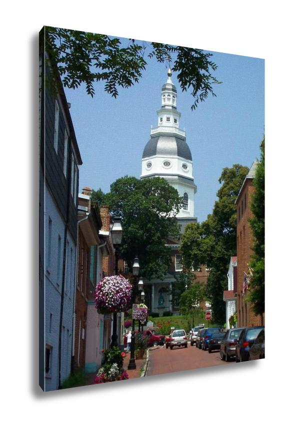 Gallery Wrapped Canvas, Capital Building In Annapolis Travel Architecture Vintage City Summer Old