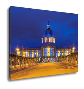 Gallery Wrapped Canvas, Capitol Building San Francisco City Hall In Blue And Gold
