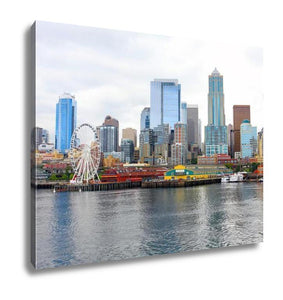 Gallery Wrapped Canvas, Seattle Ferris Wheel View Is From The Water