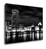 Gallery Wrapped Canvas, Long Exposure Of The Colorful Baltimore Skyline At Night Maryla