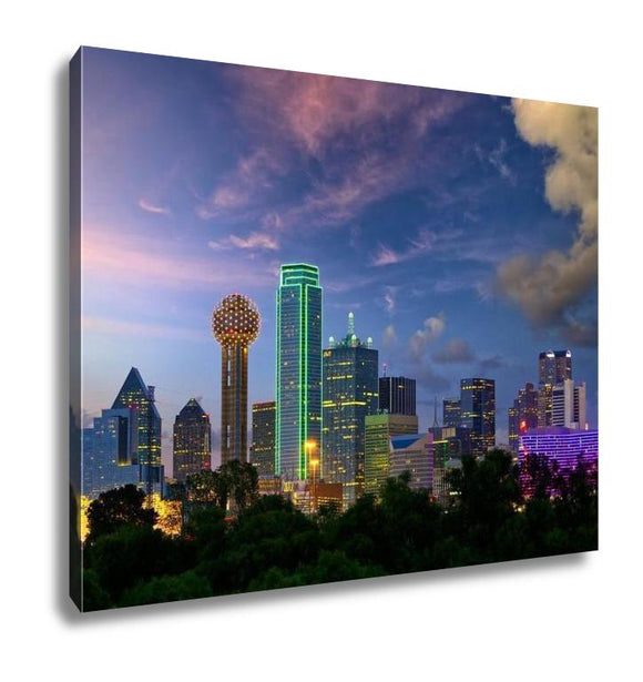 Gallery Wrapped Canvas, Dallas At Dusk