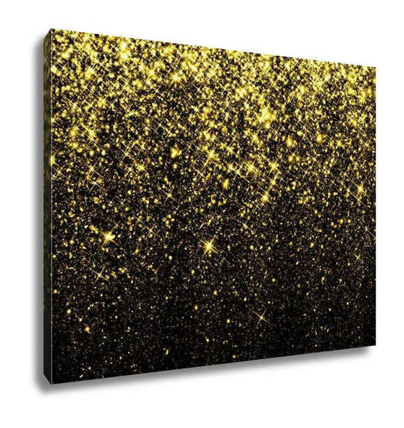 Gallery Wrapped Canvas, Gold Sparkle Glitter Glitter Stars Sparkling Flow