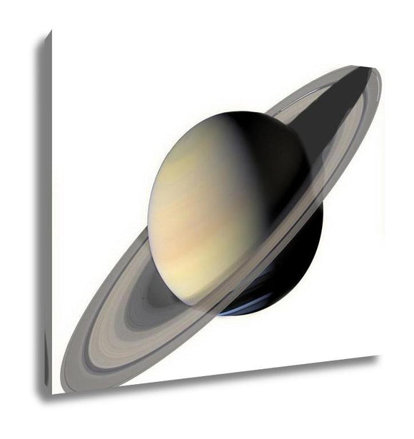 Gallery Wrapped Canvas, Solar System Saturn Isolated Planet White