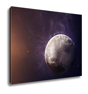 Gallery Wrapped Canvas, The Pluto With Moons From Space Showing All They Beauty Extremely Detailed