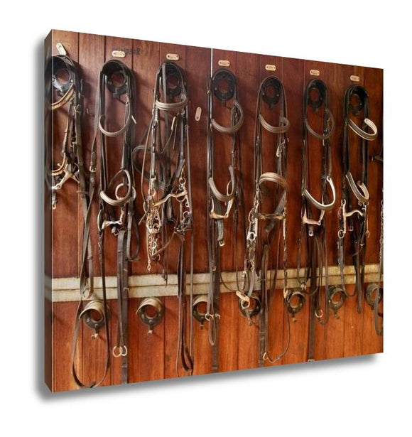 Gallery Wrapped Canvas, Horse Riders Complements Rigs Reins Leather Over Wood