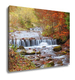 Gallery Wrapped Canvas, Waterfall In Autumn Forest Beautiful Nature