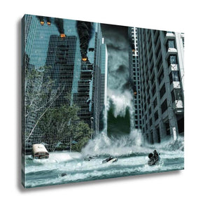 Gallery Wrapped Canvas, City Destroyed By Tsunami