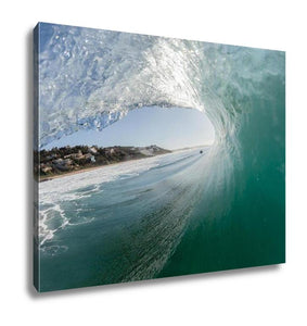 Gallery Wrapped Canvas, Ocean Wave Blue Hollow