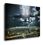 Gallery Wrapped Canvas, Airplane Passing Over Bangkok Bangkok Cityscape Business District Bangkok