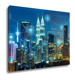 Gallery Wrapped Canvas, Smart City And Wireless Communication Network Abstract Image Visual Internet Of