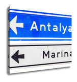 Gallery Wrapped Canvas, Road Sign Antalya Marina Isolated