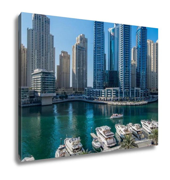 Gallery Wrapped Canvas, Dubai Marina At Night In United Arab Emirates