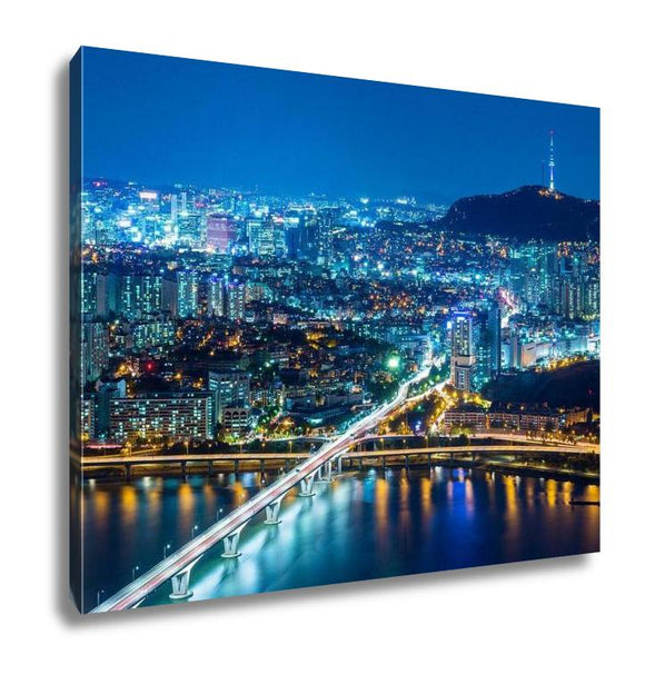 Gallery Wrapped Canvas, Seoul South Korea Skyline At Night