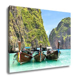 Gallery Wrapped Canvas, Longtail Boats In Maya Bay Ko Phi Phi Thailand