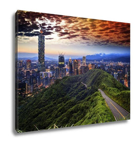 Gallery Wrapped Canvas, Imageng Of Skyline Of Xinyi District In Downtown Taipei Taiwan