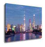 Gallery Wrapped Canvas, Shanghai Skyline At Night