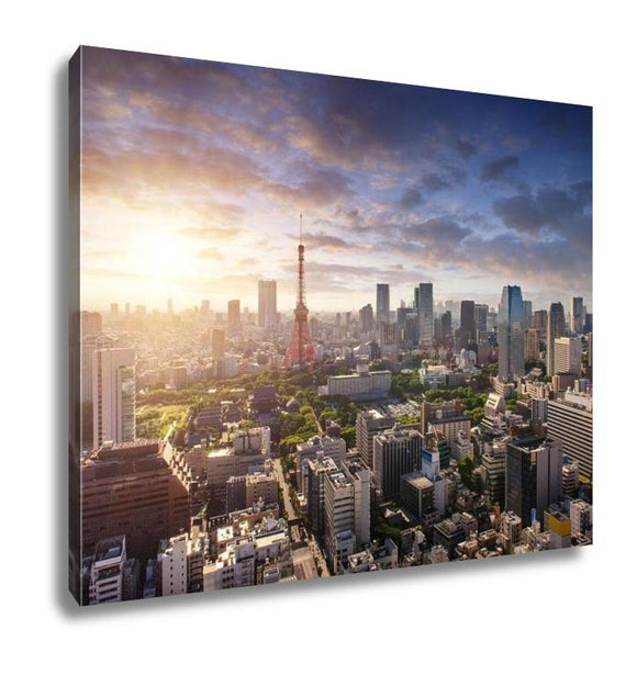 Gallery Wrapped Canvas, Amazing View To Tokyo City Center At Sunset