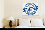 Gallery Wrapped Canvas, Welcome To Orlando Blue Round Ribbon Stamp