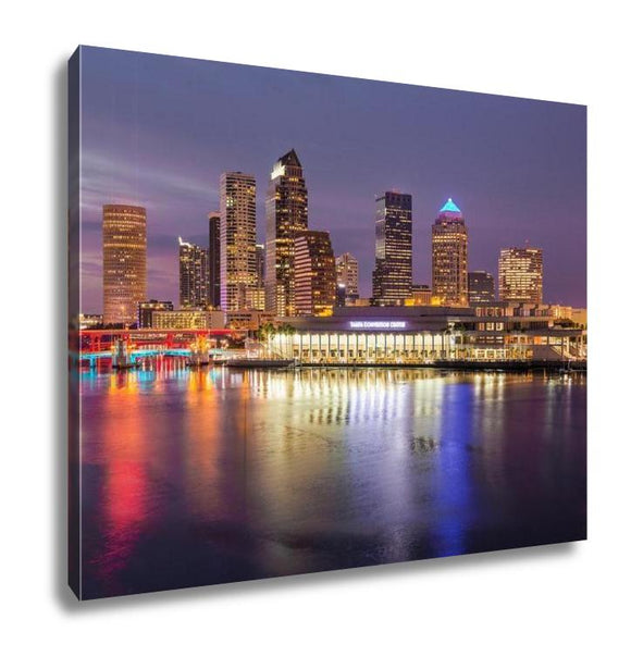 Gallery Wrapped Canvas, City Skyline Of Tampa Florida At Sunset