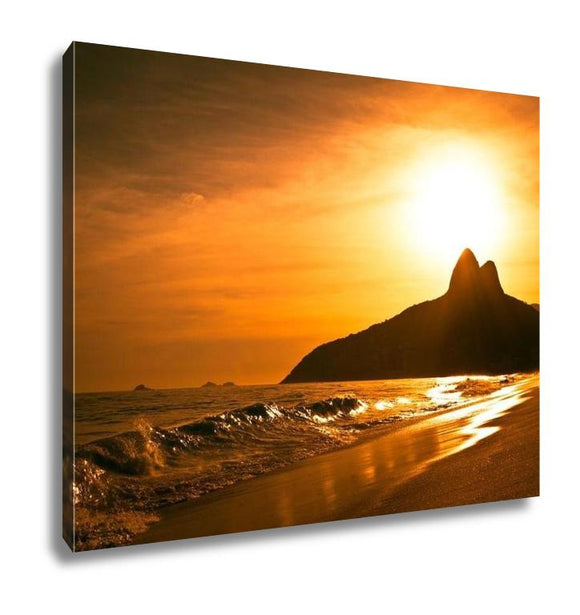 Gallery Wrapped Canvas, Warm Sunset On Ipanema Beach