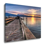 Gallery Wrapped Canvas, Pier With Sunrise Sunstar